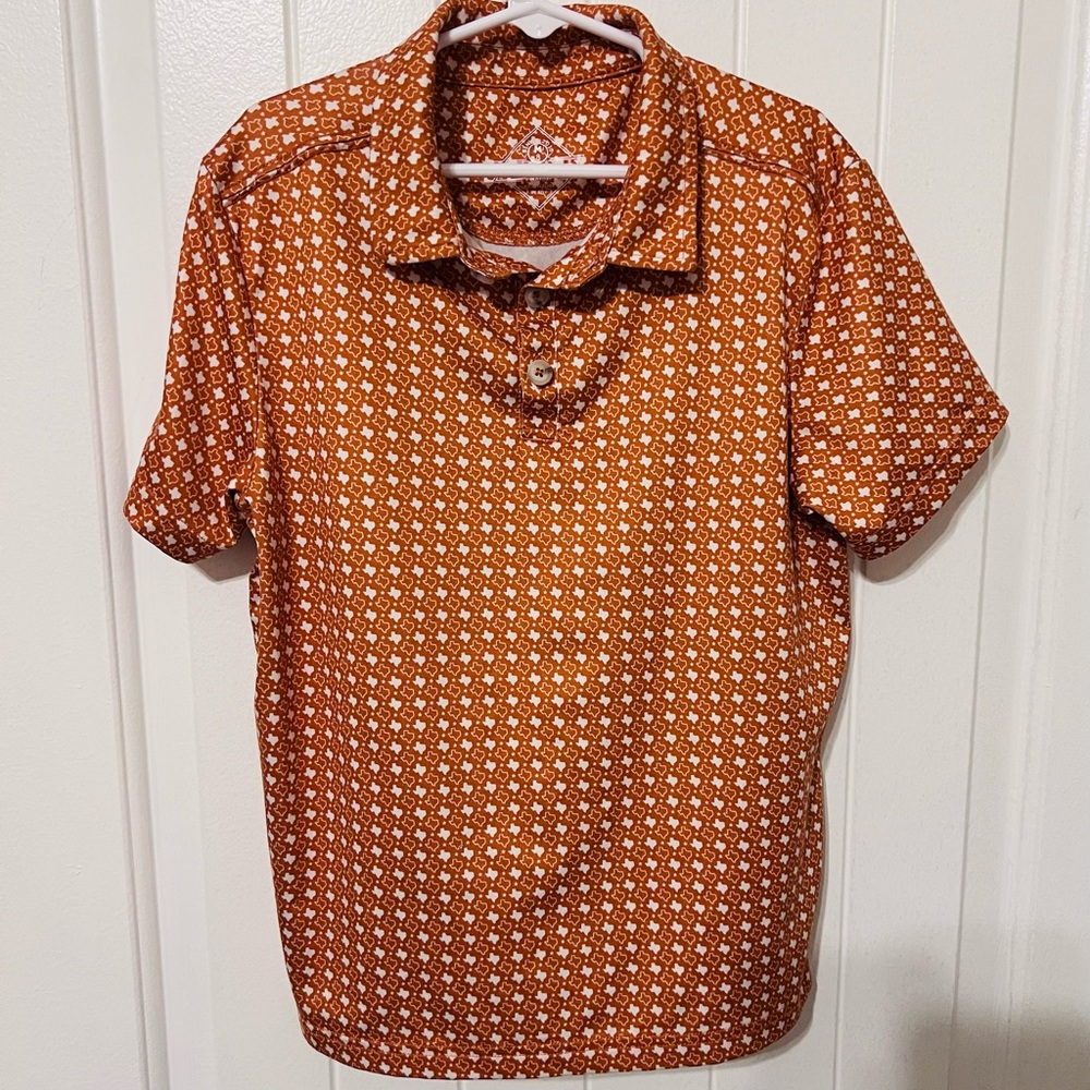 Burlebo Boys Performance Polo Orange and White Texas, Size Medium (8) - Picture 4 of 6